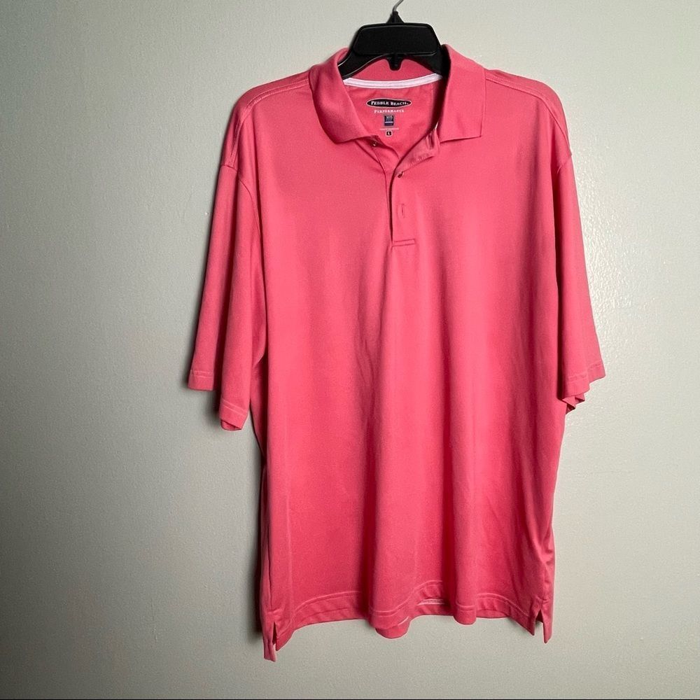 Pebble Beach Golf Shirt / wicking properties. / L /CORAL color